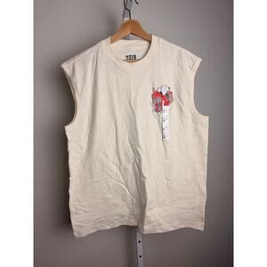 ICEE Graphic Tank Top Mens Medium Sleeveless Cream Polar Bear Slushie Tee